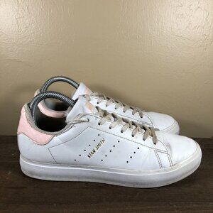 Adidas Womens Stan Smith White and Pink Leather Tennis Shoes Size 8